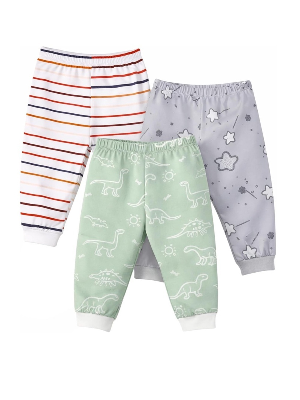 Litto Goose Baby Jogger Pants,Elastic Cuffs-Stay-On Lightweight Joggers 3-Pack